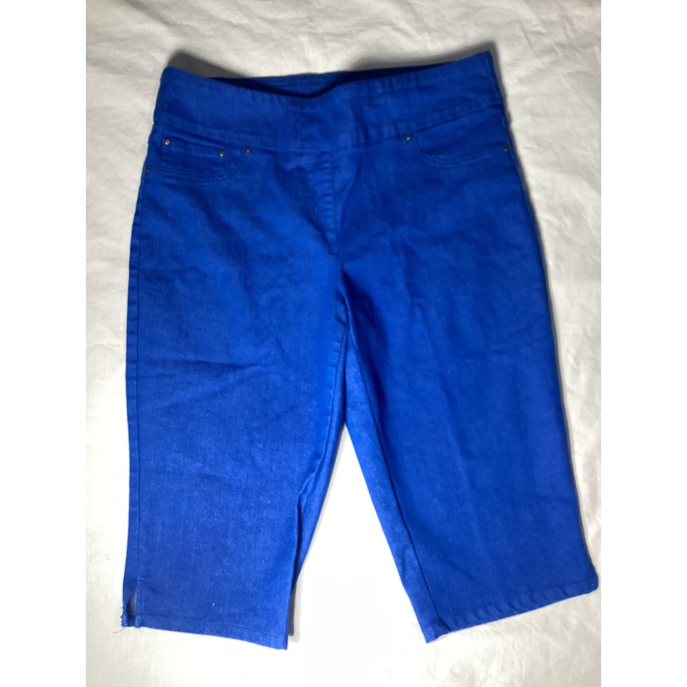 Ruby Rd Petite Blue Pull On Bermuda Shorts Stretch 12P 69377